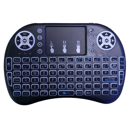Wireless keyboard with touchpad on a white background