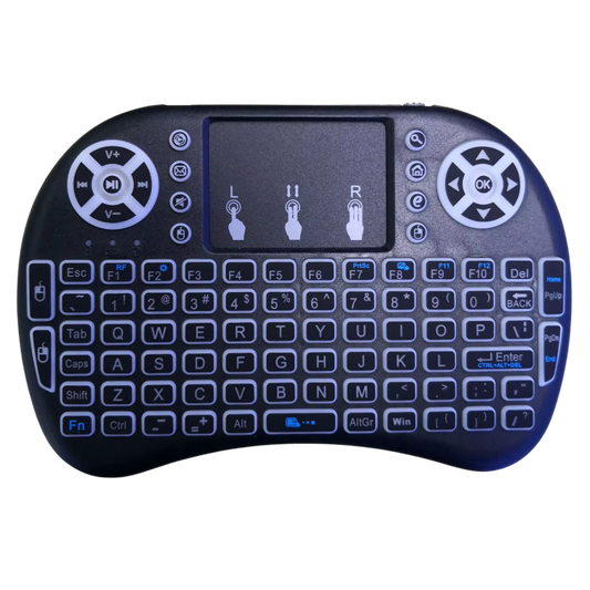 Wireless keyboard with touchpad on a white background