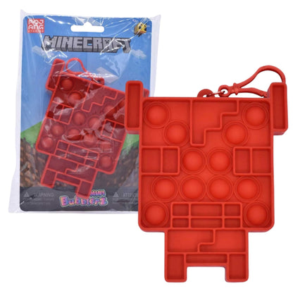 Red Minecraft Mooshroom Cow pop-it fidget toy with packaging on a white background