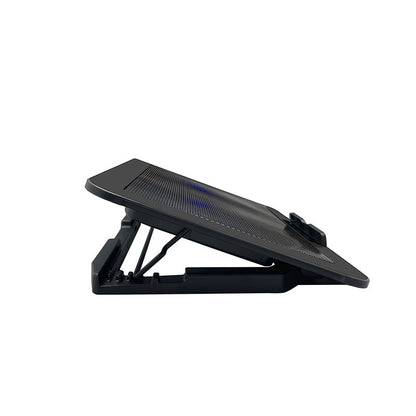 Black laptop cooling stand on a white background