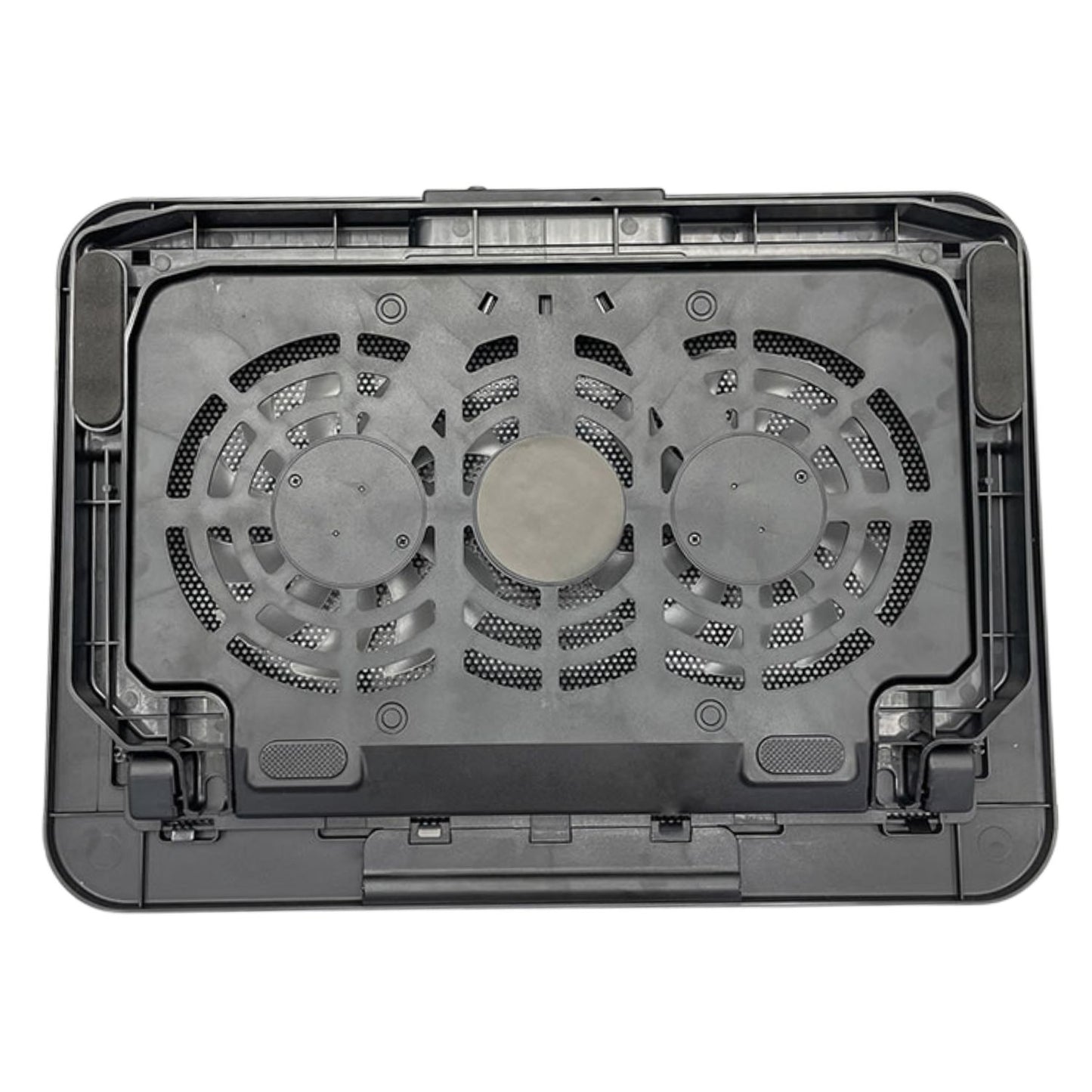 Rear view of a laptop cooling pad on a white background