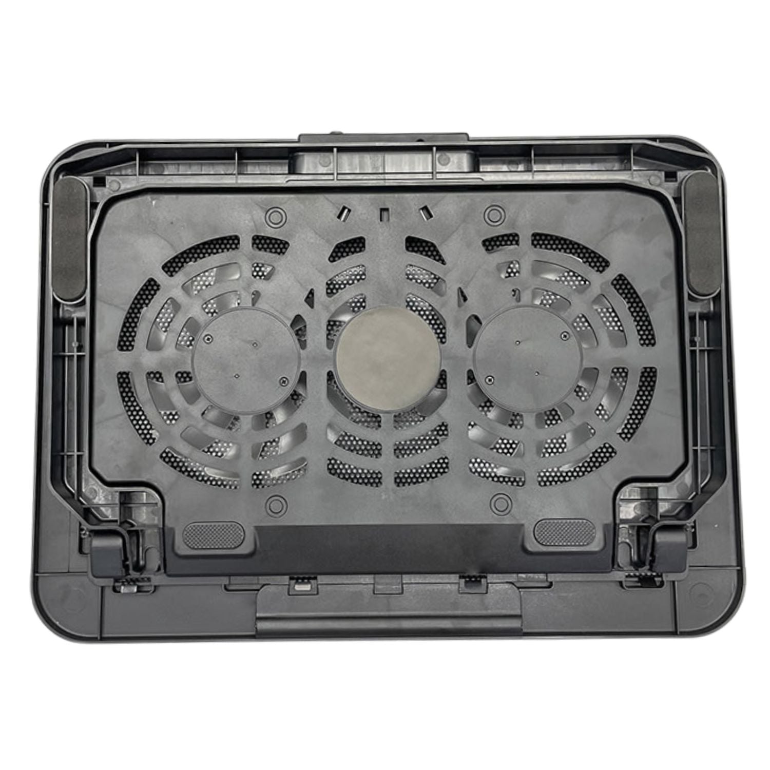 Rear view of a laptop cooling pad on a white background