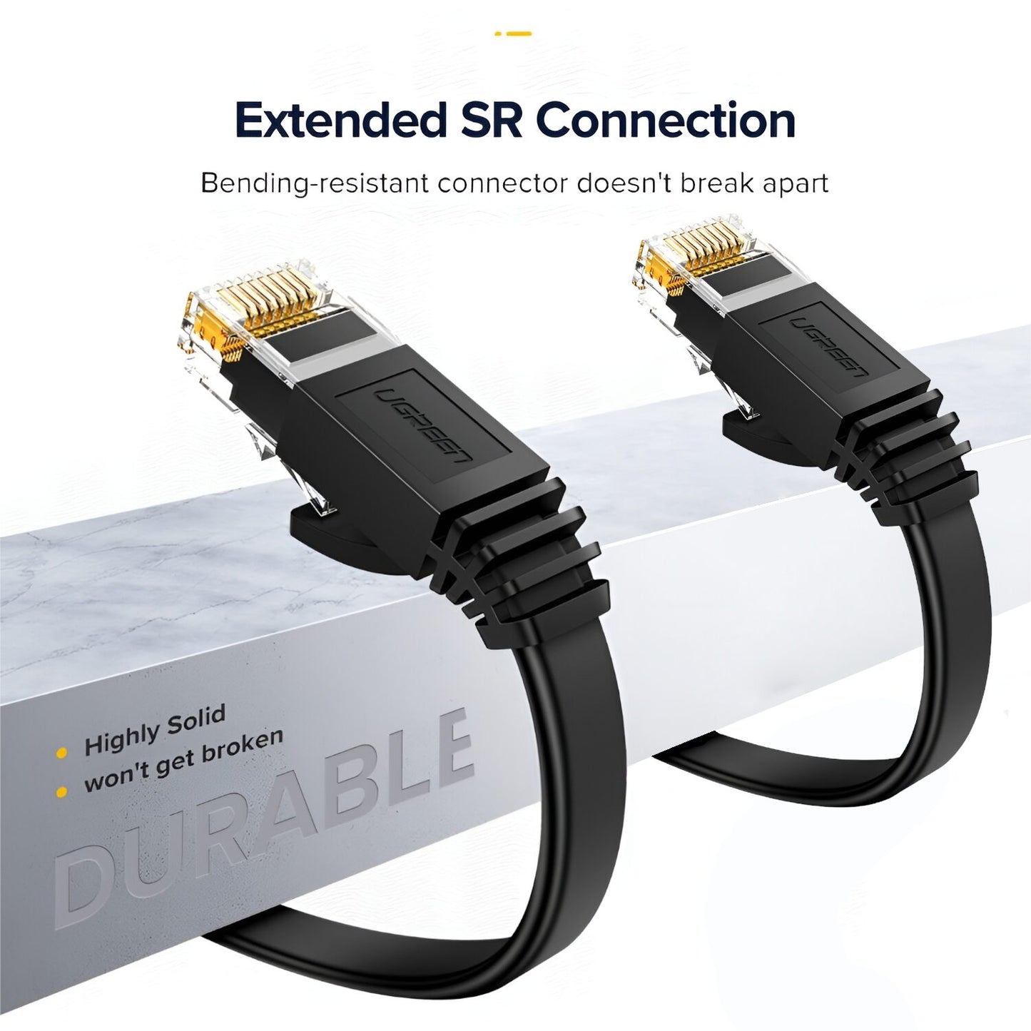 UGREEN NW102 Cat6 U/UTP Flat Ethernet Cable 1m - Black