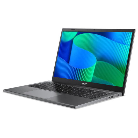 Side view of the Acer Extensa EX215-54 15.6" FHD Laptop with a colorful display on a white background