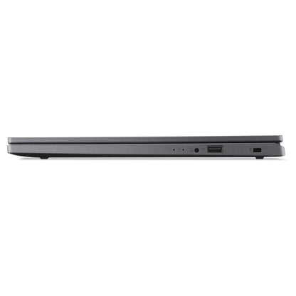 Side view of the Acer Extensa EX215-54 15.6" FHD Laptop showing the USB-A and AUX port, security lock port and the led indicators. 