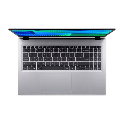 Acer Extensa 15 EX215-57 i5, 8GB RAM, 512GB SSD, 15.6in FHD laptop, top-down view of silver chassis and keyboard