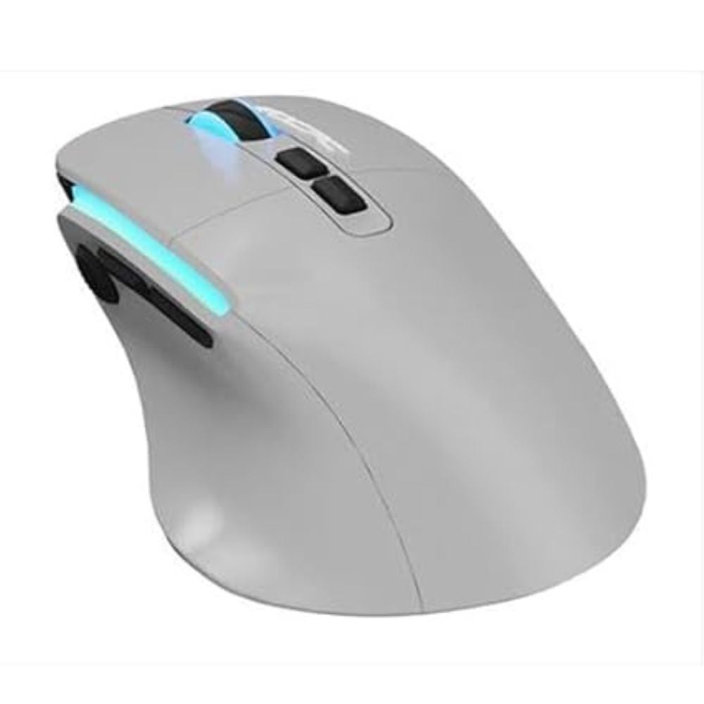 Wireless gray gaming mouse with customizable RGB backlighting