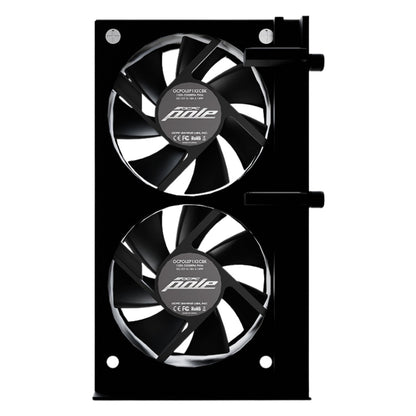 Black dual-fan GPU cooling system with 'Pole' branding on a white background