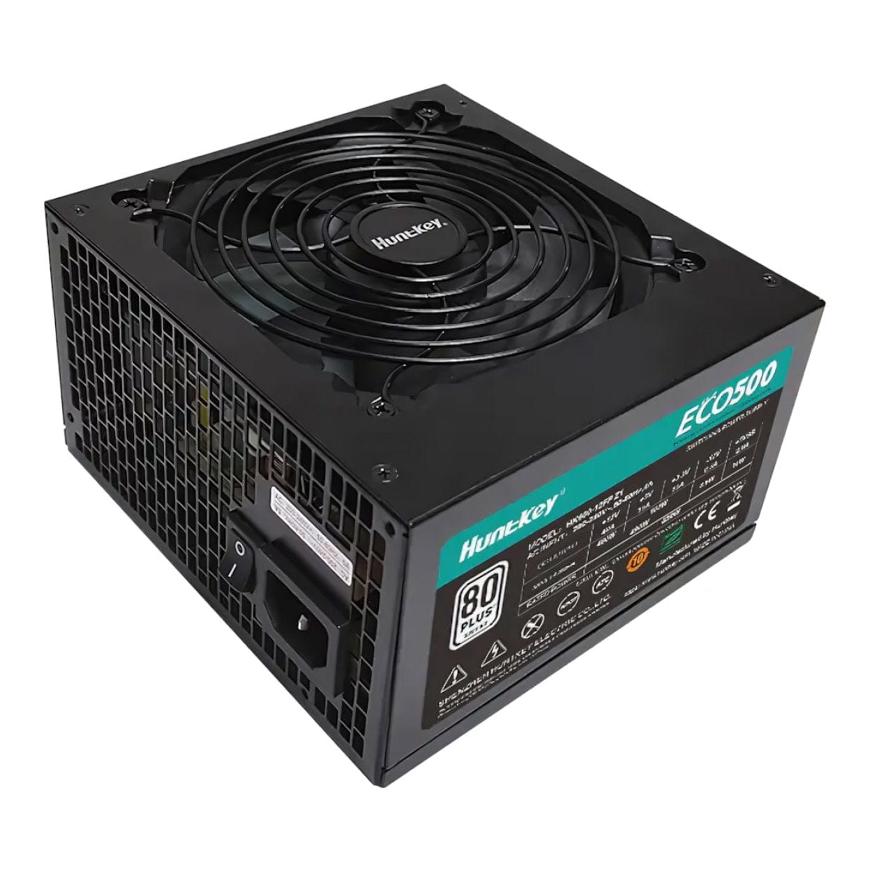 Side profile showing the 120mm cooling fan and metal casing.

