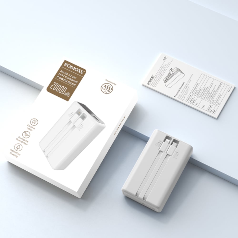 Romoss PAC20 22.5W Fast Charge Power Bank - White