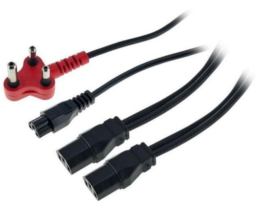 MicroWorld CAB-PWR-2H-1CLO-4M 4m black 3-pin power cable with dual IEC connectors