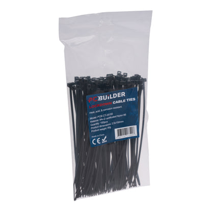 PCBuilder LOCKDOWN 150mm Cable Ties (100 pcs) - Black