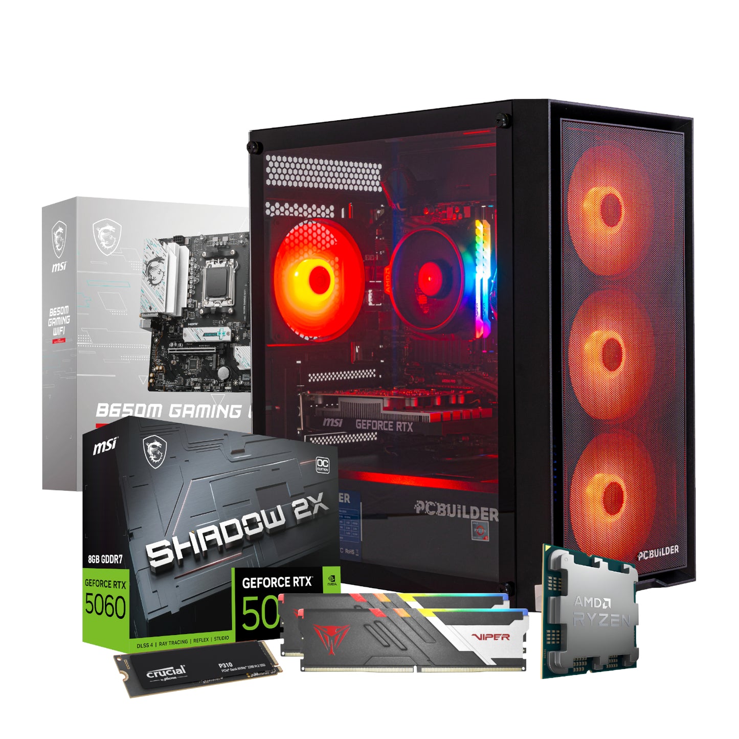 PCBuilder Ryzen 5 8400F RECON Windows 11 Gaming PC