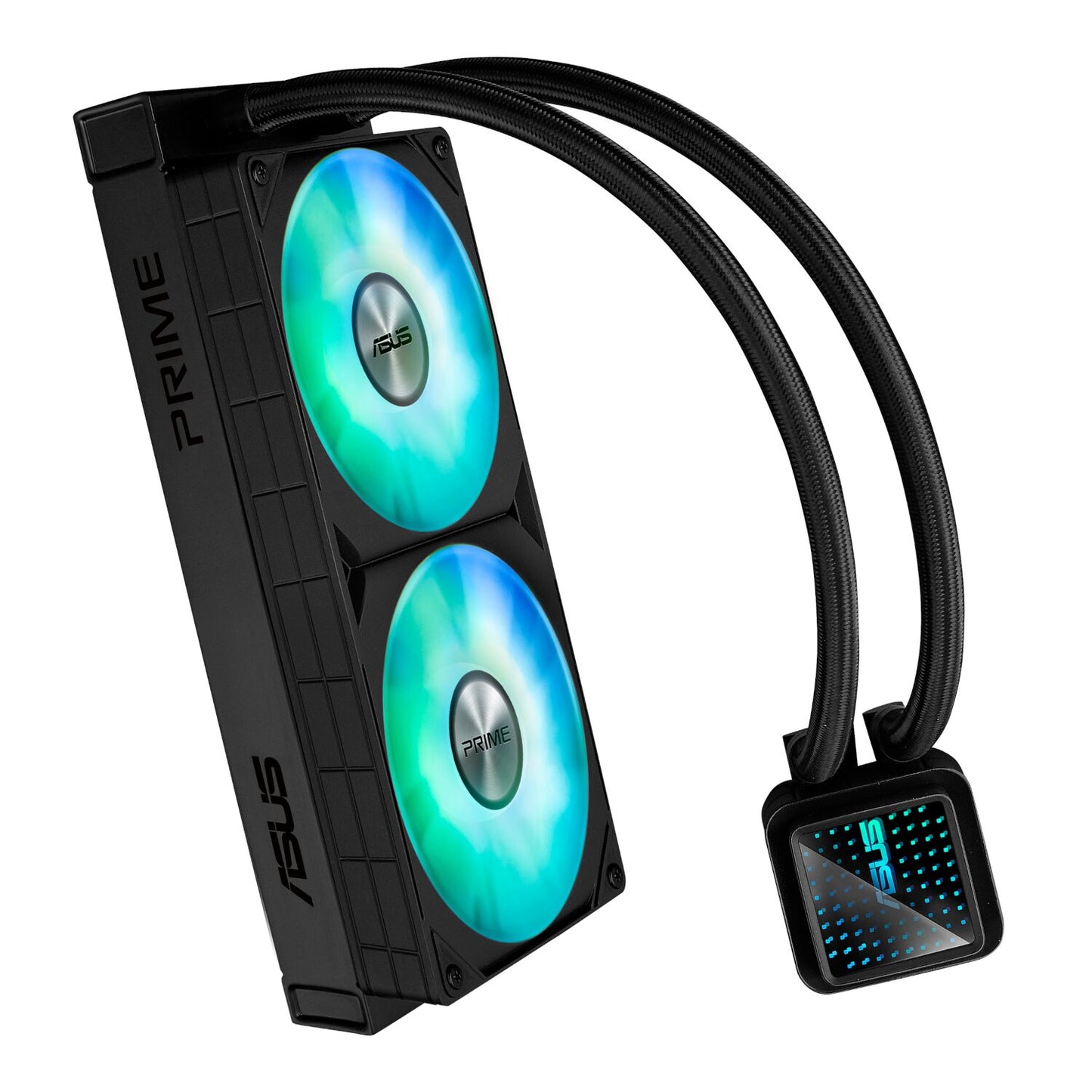 Asus Prime cooling system with dual LED fans on a white background