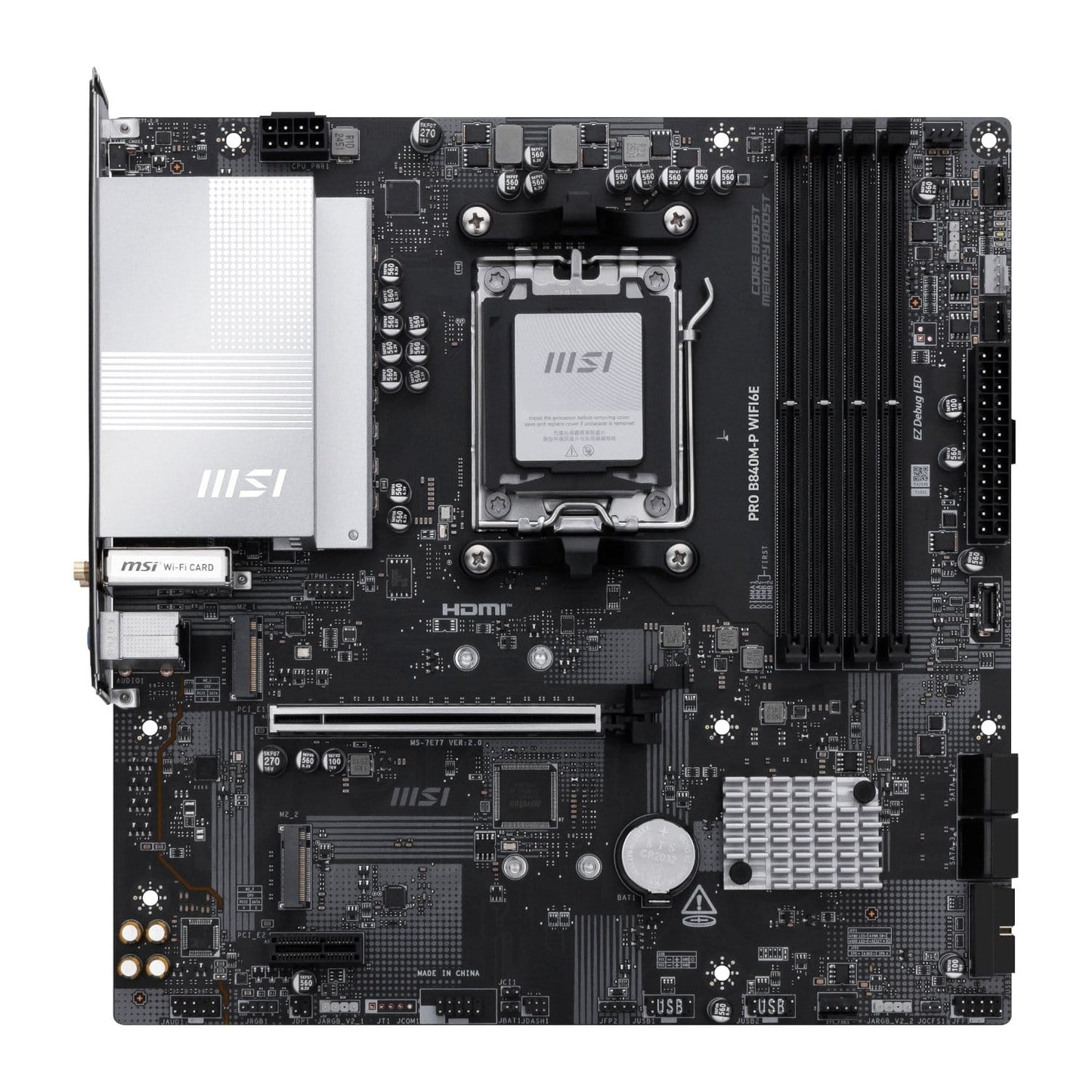 MSI PRO B840M-P Wi-Fi 6E AMD AM5 DDR5 mATX Motherboard