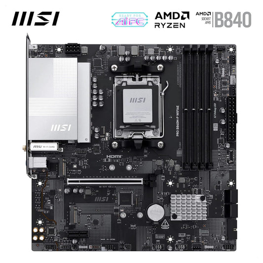 Close-up of the AMD AM5 CPU socket and four DDR5 DIMM slots.

