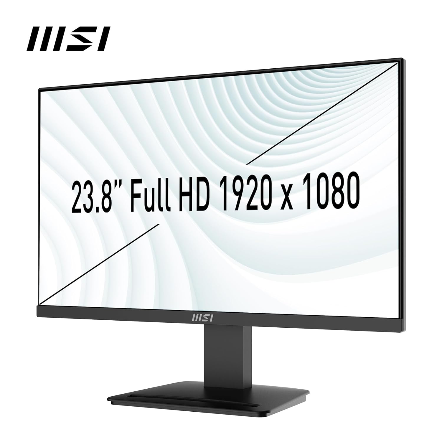 The monitor displaying a spreadsheet or document, showcasing text clarity.

