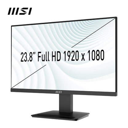 The monitor displaying a spreadsheet or document, showcasing text clarity.

