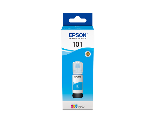 Epson 101 Ink Bottles Cyan 70ml Ecotank L4150 / L4156 / L4160 / L4260 / L6160 / L6170 / L6176 / L6190 / L6270 / L6290 / L6370 / L14150 6000 pages