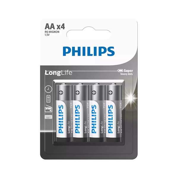 Philips Longlife AA Batteries - 4 Pack
