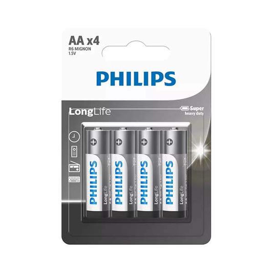 Philips Longlife AA Batteries - 4 Pack
