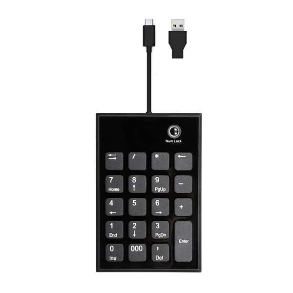 Port Wired Keypad Numpad with USB|Type-C Connector