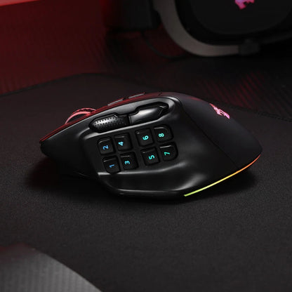 REDRAGON Aatrox Wireless 6200DP RGB MMO Gaming Mouse - Black