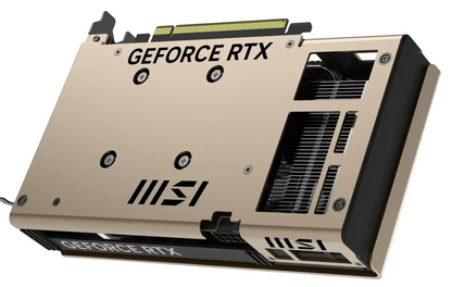 Close-up of the card's rear I/O panel with three DisplayPort and one HDMI port.

