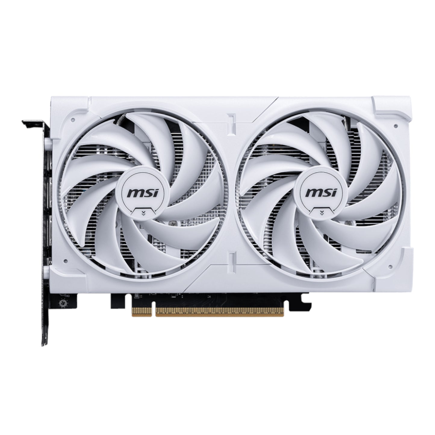 The white card installed in a light-themed PC build.

