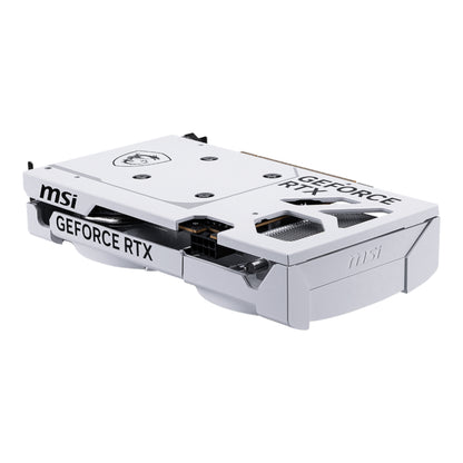 Side profile view showing the card's white shroud and black 8-pin connector.

