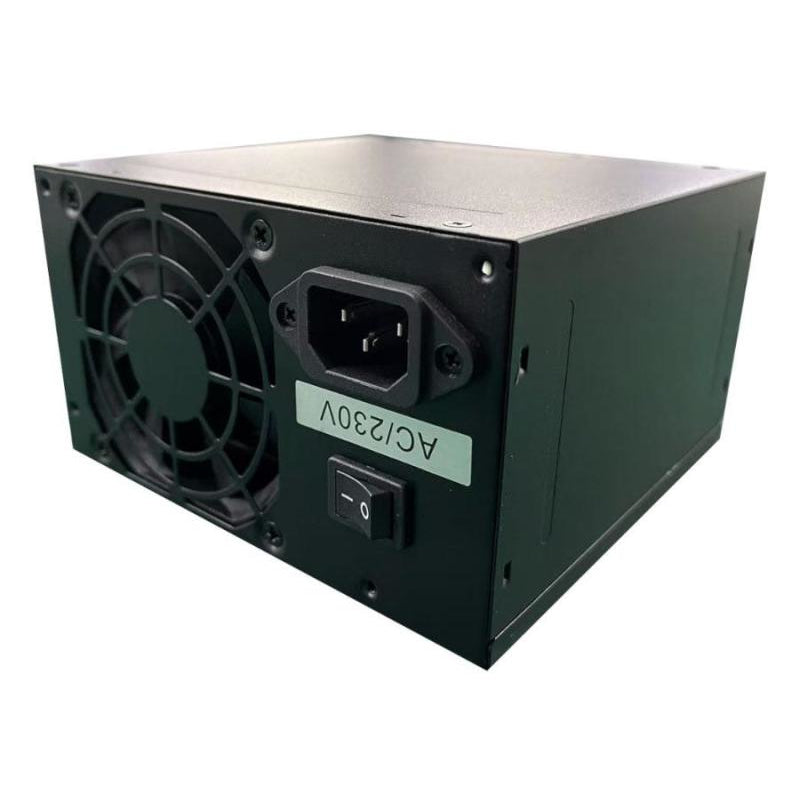 Power supply unit with fan on a white background