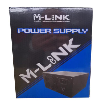M-Link power supply packaging with black and blue design