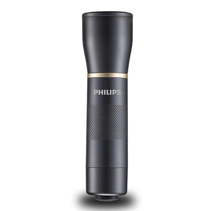 Philips SFL7000T/10 LED torch with 3 AAA batteries, black handheld flashlight, 400 lumens.