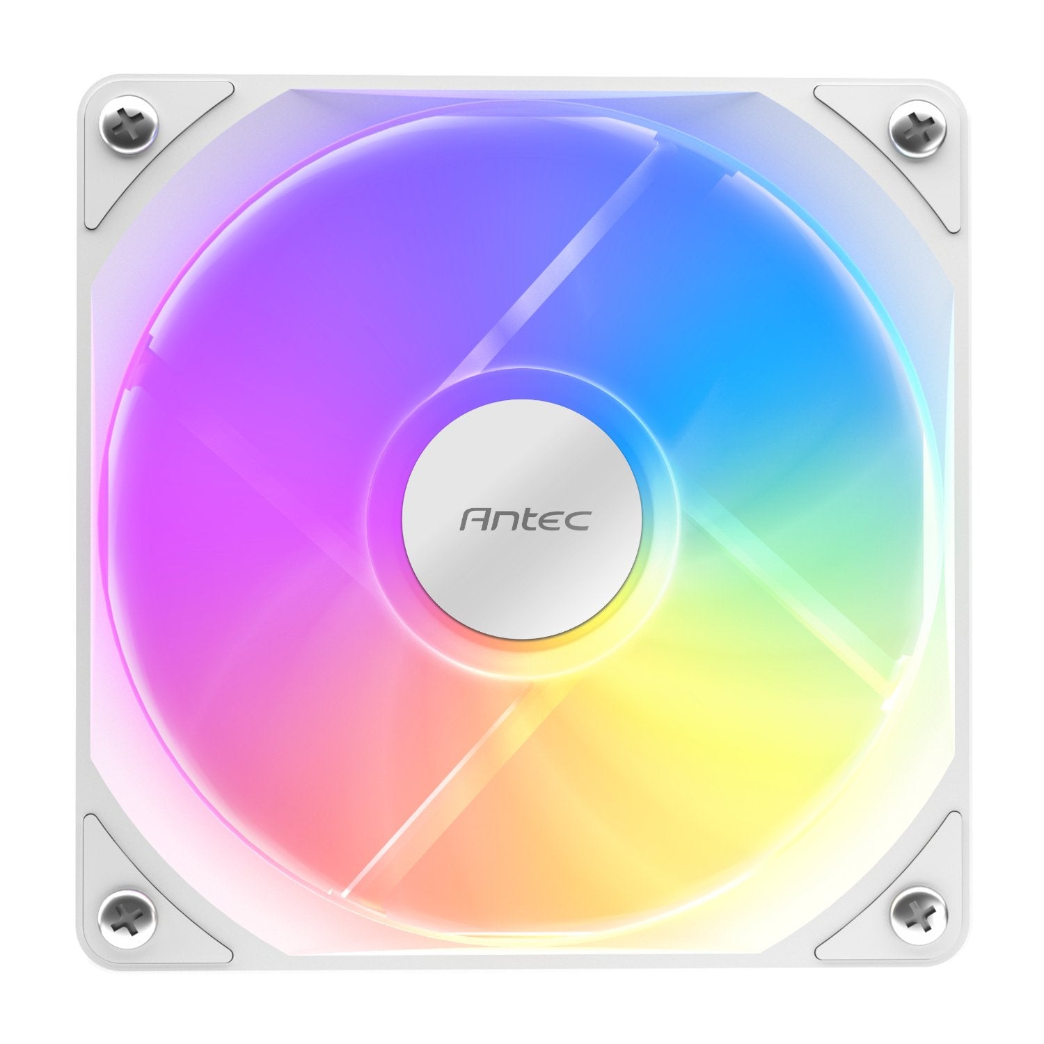 Antec computer fan with RGB lighting on a white background