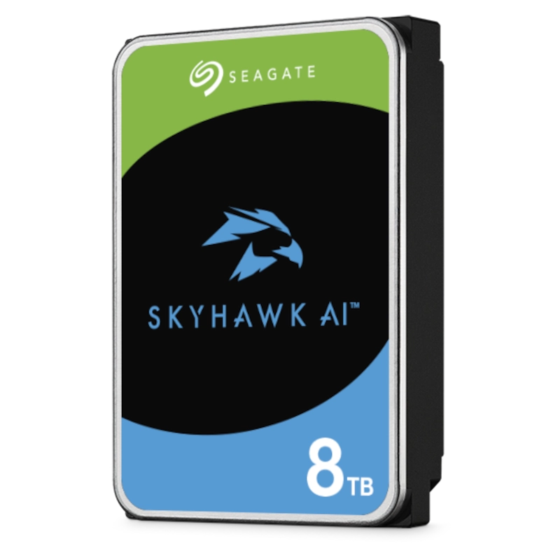 Seagate SkyHawk AI 8TB hard drive on a white background