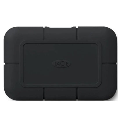 "LaCie Rugged Pro 1TB Thunderbolt 3 external SSD with orange protective casing, ideal for portable high-speed data storage"