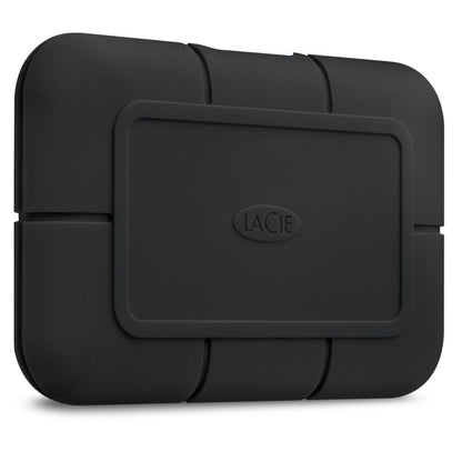 "LaCie Rugged Pro 1TB Thunderbolt 3 external SSD with orange protective casing, ideal for portable high-speed data storage"