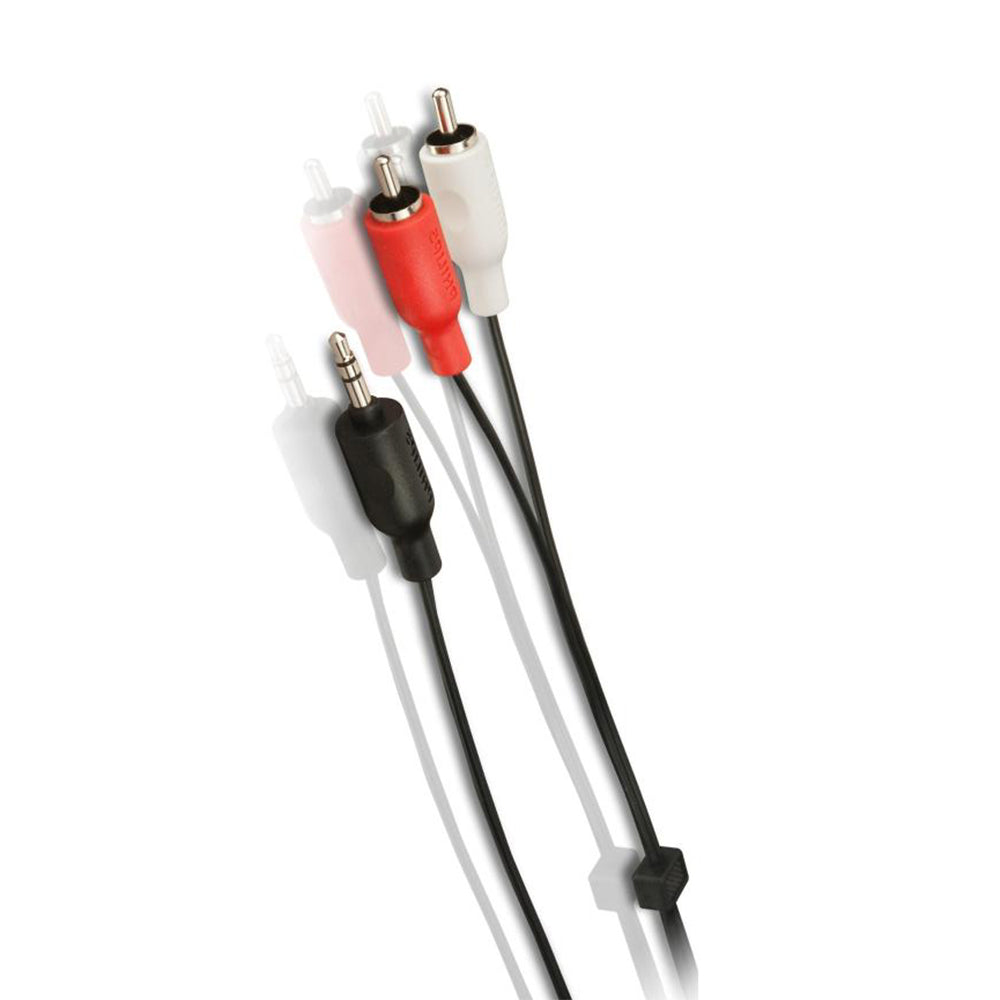 Philips 3m stereo to RCA Y cable (SWA2520W/10) with red and white RCA plugs for mobile devices to speakers.