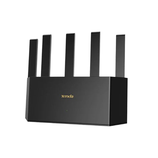 Front view of the Tenda BE5100 Wi-Fi 7 router with five antennas.

