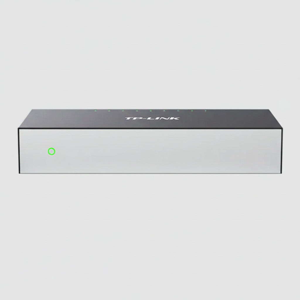 The switch displayed at an angle, highlighting the compact metal design.

