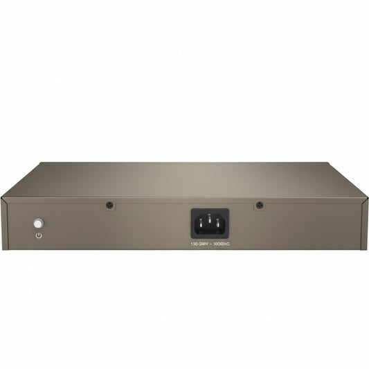 Rear view showing the power input and grounding screw.

