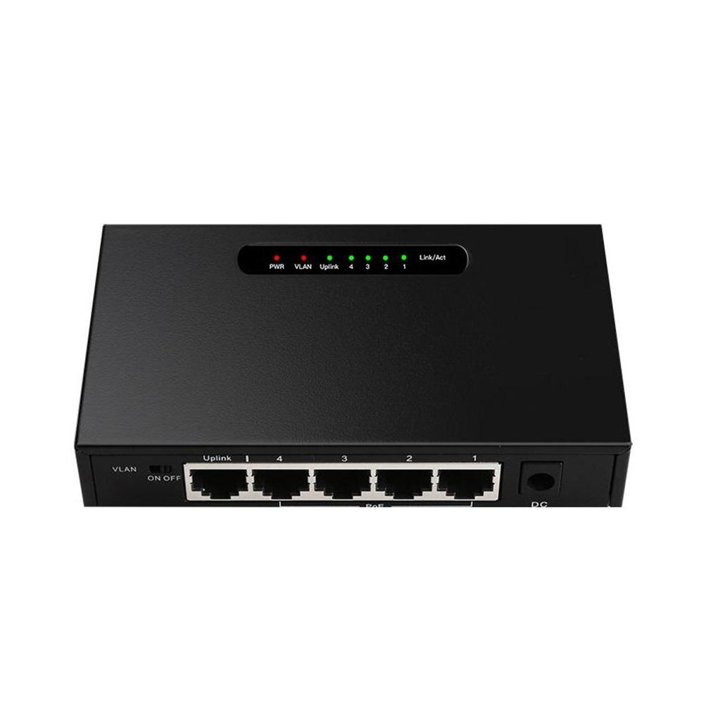 MicroWorld TXE038 5-Port Gigabit PoE Switch, 4 PoE Ports 802.3at/af, 10/100/1000Mbps