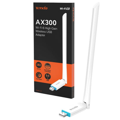 Tenda AX300 Wi-Fi 6 High Gain Wireless USB Adapter with packaging on a white background