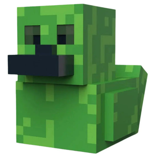 Tubbz Boxed Minecraft Creeper, duck shaped green pixelated character with a black beak on a white background
