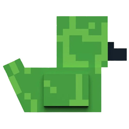 Side view of the Tubbz Boxed Minecraft Creeper, green pixelated character detailing the wing and tail detail on a white background