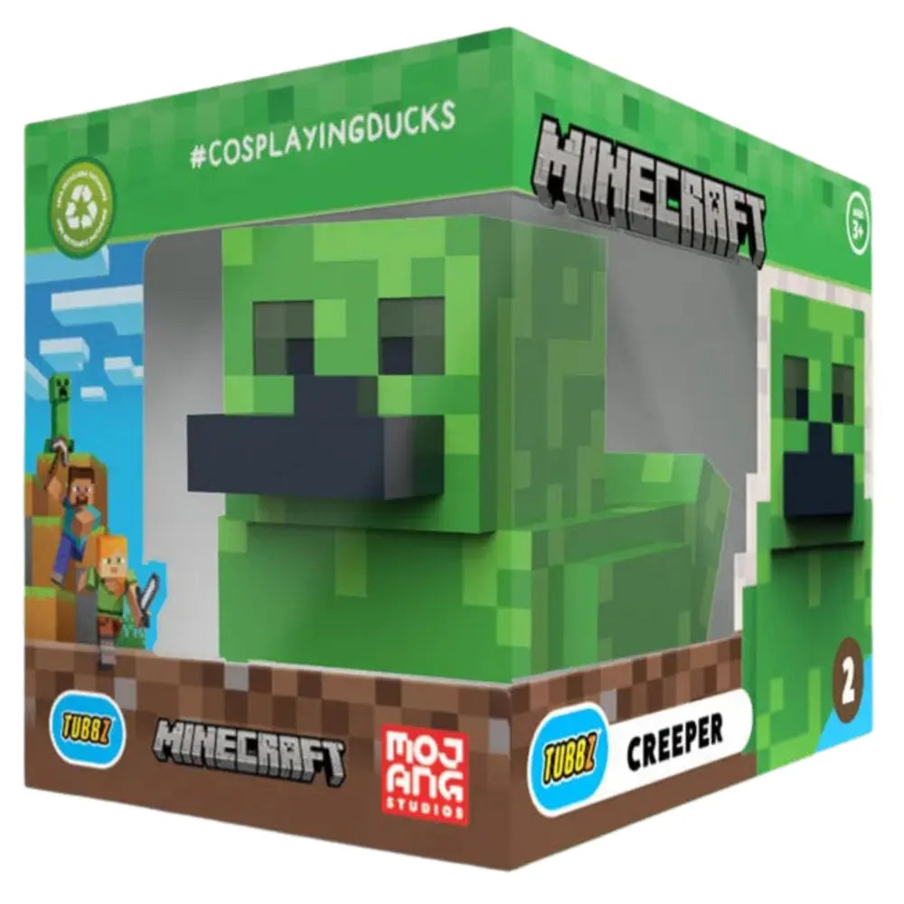 Tubbz Boxed Minecraft Creeper figure packaging with branding and character images.