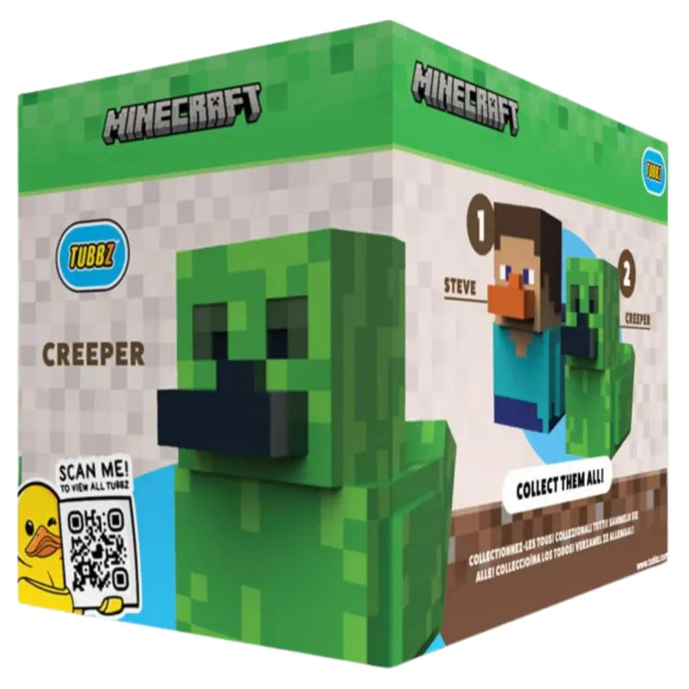 Rear view of the Tubbz Boxed Minecraft Creeper figure packaging box with Minecraft and Tubbz logos
