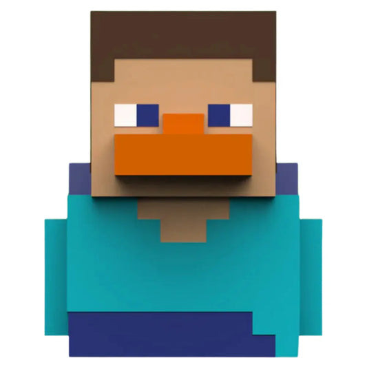 Front view of the Tubbz Boxed Edition Minecraft Steve in the shape of a duck vinyl figurine