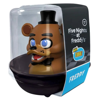 Tubbz Mini Freddy from 'Five Nights at Freddy's' in bathtub packaging with branding.