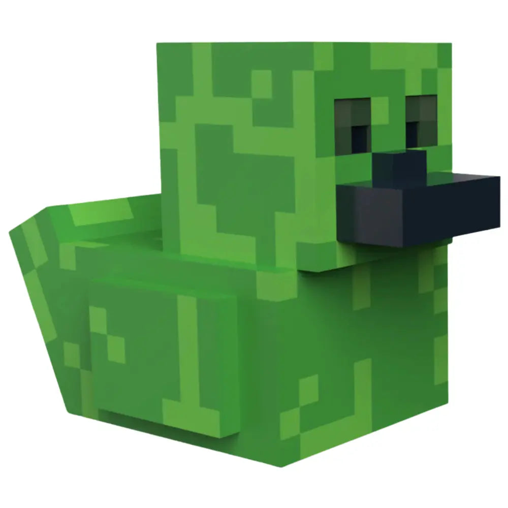 Left angled view of the Tubbz Minecraft Mini Creeper in the shape of a duck